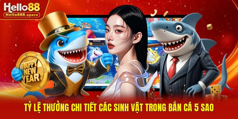 Tỷ lệ thưởng chi tiết các sinh vật trong bắn cá 5 sao